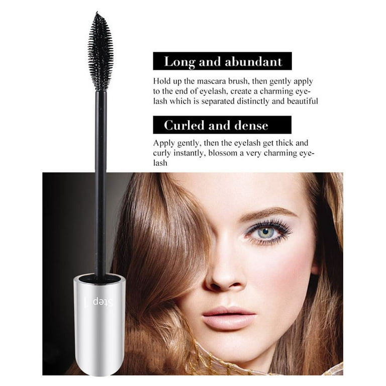 4D Silk Fiber Lash Mascara,2 in 1 Thrive Mascara for Natural Lengthening and Thickening Effect,no Clumping Superstrong Waterproof Mascara for Long