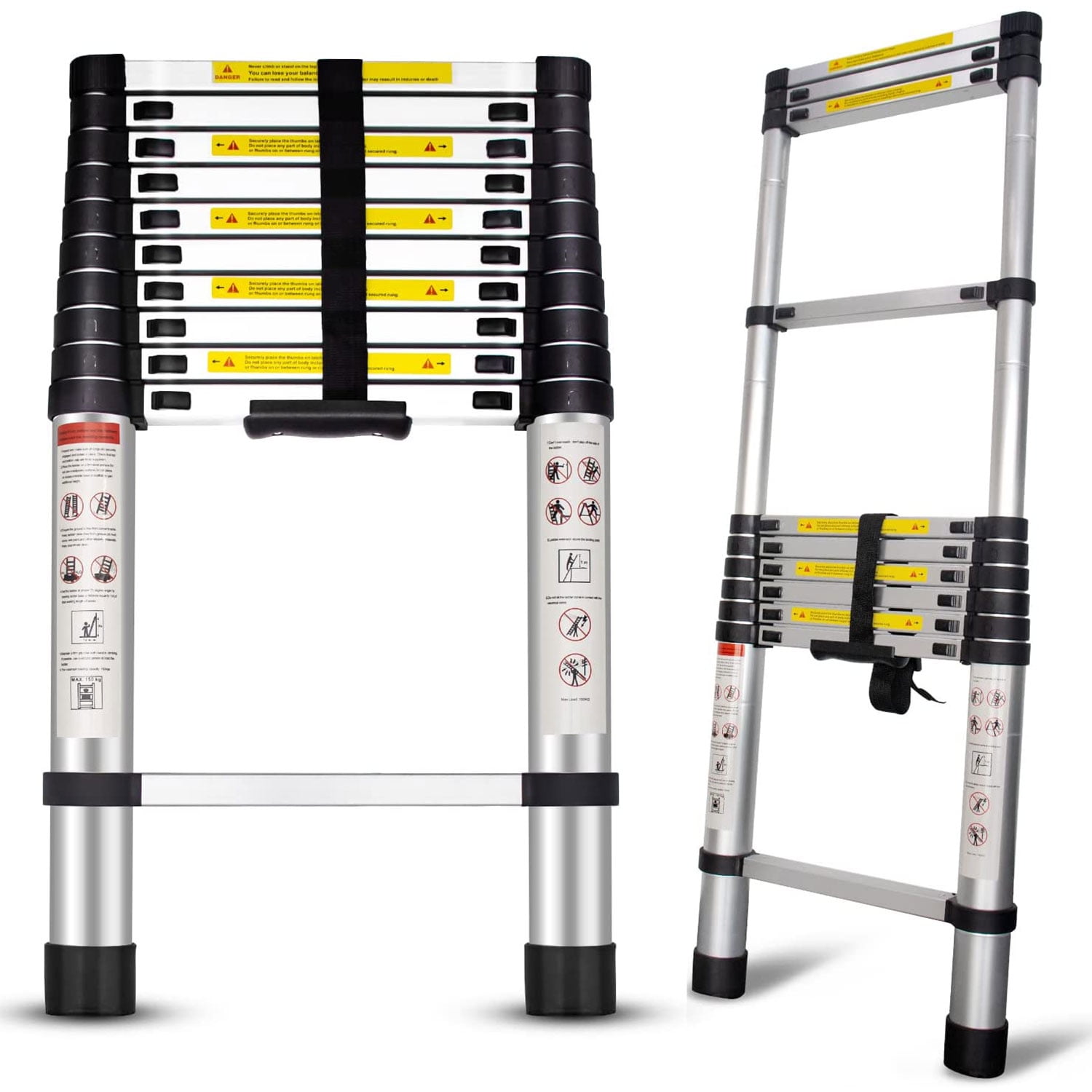 3.8M Extension Extendable Aluminum Telescopic Ladders Heavy Duty Step Ladder New 