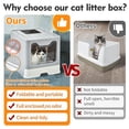 thumbnail image 3 of Foldable Cat Litter Box with Lid, Extra Large Covered Litter Box with Cat Litter Scoop, Drawer Type Enclosed Kitty Litter Box, Anti-Splashing Cat Litter Toilet Easy Cleaning and Scoop, Gray, 3 of 8