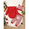 thumbnail image 4 of Mikrdoo Baby Girls Outfits 1st Christmas Gift Santa Romper Stripe Pants Hat 3Pcs Clothes Set Red 3-6 Months, 4 of 8