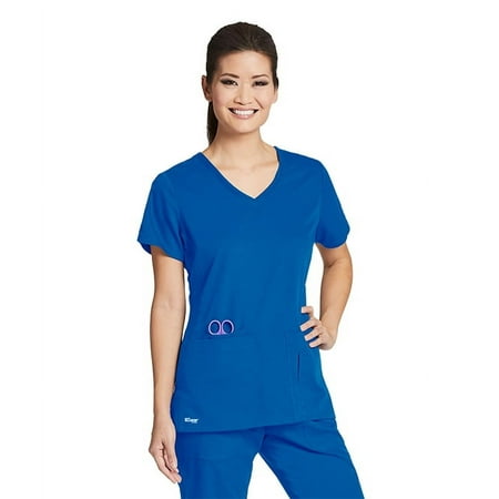 Grey's Active Women's 4 Pocket Knit Side Panel V-Neck Scrub Top - 41423