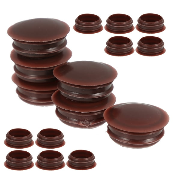 STRANDCHIC 100Pcs Brown Plastic Furniture Hole Plugs Screw in Decorative Caps for Cabinets