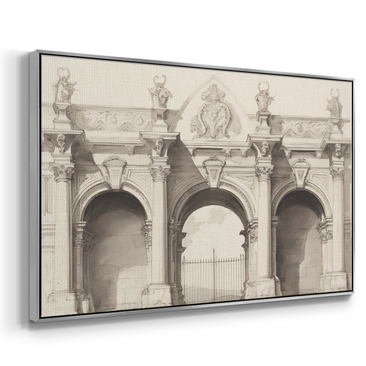Vintage Sketch-I By Wexford Home Framed in Silver Wood Gallery Wrapped Canvas 17 in. x 25 in.
