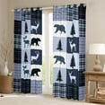 thumbnail image 2 of Feelyou Farmhouse Moose Bear Curtains Pack of 2 (42x84 Each), Retro Blue Stripes Buffalo Curtains Blackout, Rustic Tree Botanical Bedroom Curtains, Window Curtains Bedroom Decor, 2 of 6
