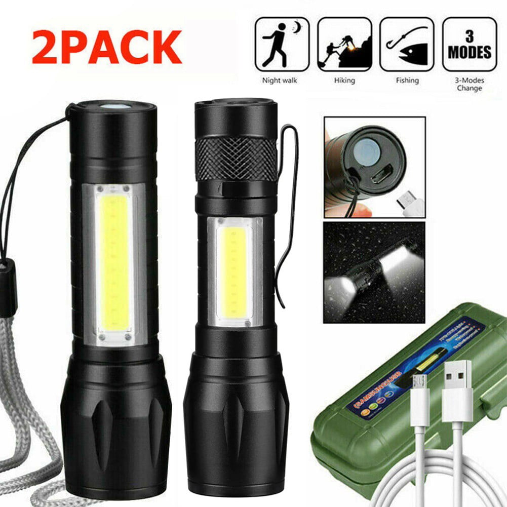 Magnetic Zoomable LED Torch USB Rechargeable Flashlight COB Camping Hiking Lamp