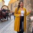 thumbnail image 2 of Agnes Orinda Women's Plus Size Long Cardigan Open Front Velvet Blazer Jackets 2X Gold, 2 of 8