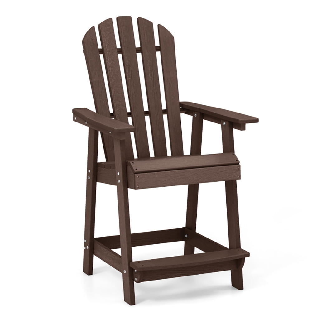 Aimee Lii HDPE Patio Chair with Armrest and Footrest for Indoor Outdoor, Outdoor Patio Furniture, Brown