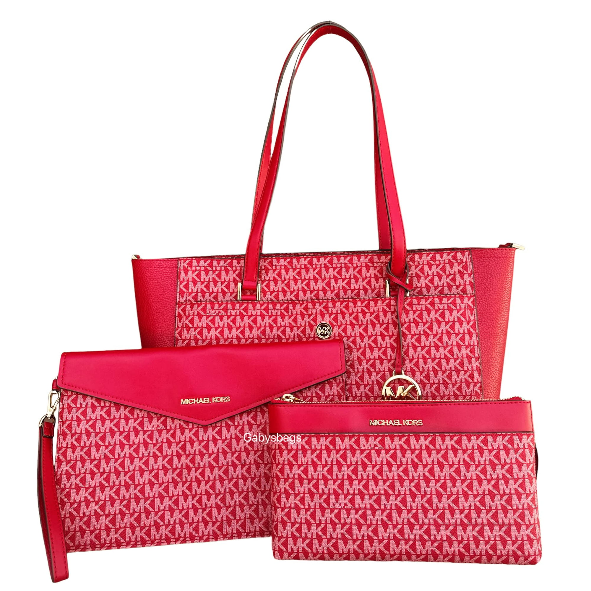 Michael Kors Maisie Large Pebbled Leather 3-IN-1 Tote Bag (Chili Red Multi)  | Walmart Canada