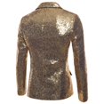 thumbnail image 4 of Blazer de lentejuelas para hombre, esmoquin para fiesta, graduación, boda, chaqueta de esmoquin de marca para hombre, cuello chal de un botón para cantantes, disfraz de Halloween, 4 of 4