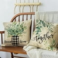 thumbnail image 5 of Farmhouse Eucalyptus Leaves Decorative Throw Pillow Cover 16 x 16 Set of 4, Buffalo Plaid Home Sweet Home Wreath Mason Jar Porch Outdoor Pillowcase, Spring Summer Couch Cushion Case Decor, 5 of 6