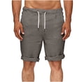 thumbnail image 2 of DDAPJ pyju Mens Cotton Linen Shorts Casual Drawstring Elastic Waist Lightweight Breathable Bermuda Summer Beach Short Pant for Men Gray M, 2 of 7