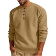 thumbnail image 1 of Yuyuzo Sweatshirts for Men Long Sleeve Quarter Button Casual Round Neck Solid Color Textured Pullover Tops, 1 of 6