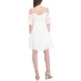 thumbnail image 2 of Signature by Robbie Bee Womens Gauze Lace Cold Shoulder Dress, White, Petite, PM, 2 of 2