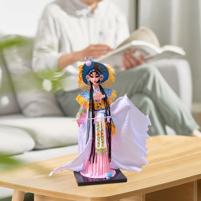 Personajes de la de Pekín Estatua de estilo chino Figuras decorativas, Escritorio coleccionable Personajes chinos para dormitorio, Gorra Azul con Borla Soledad Personajes de la Ópera de Pekín