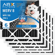 20x20x1 Air Filter Odor Eliminator Carbon Filter MERV 8 Comparable to MPR 700 & FPR 5 AC HVAC Premium USA Made 20x20x1 Furnace Filters by AIRX FILTERS WICKED CLEAN AIR. 6 Pack