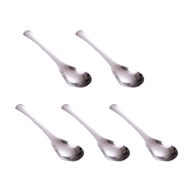 Naiovety Cuchara de sopa de acero inoxidable de 5 piezas, cuchara de arroz, vajilla, ensalada, sopa, bebida para el hogar, utensilios de cocina, Mostrada