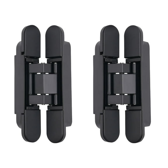 2-Pack 6'' Black Hidden Door Hinges Heavy Duty Zinc Alloy Hinges Concealed Hinge 180°