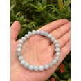 thumbnail image 4 of Aquamarine Crystal Bead Bracelet 6-8mm, Genuine Aquamarine Stretch Gemstone Bracelet, Gift for Men & Women, 4 of 7