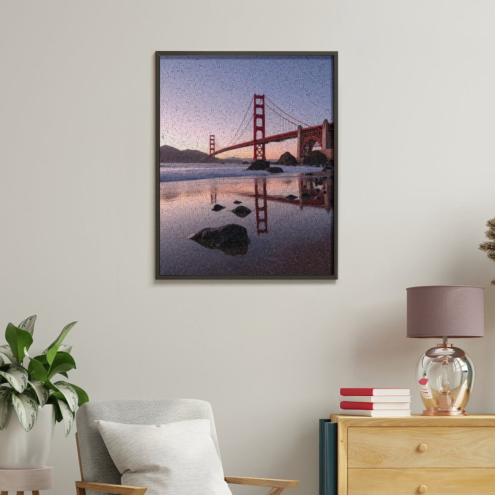 Paint by Numbers Kit for Adults, Sunset Bridge Ocean Reflection Rocks Paint by Numbers, Easy Paint by Numbers Kit for Adults Beginner, DIY Adult Paint by Number Kits on Canvas, Home Decor