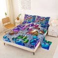 thumbnail image 2 of Homewish Neon Dog Paws Queen Sheets,Cartoon Pet Queen Sheet Sets,Gray,4-Piece,1 Flat Sheet, 1 Fitted Sheet and 2 Pillowcases, 2 of 6