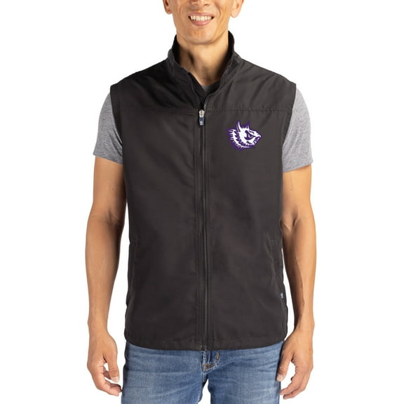 Men's Cutter & Buck Black TCU Horned Frogs Charter Eco Recycled Full-Zip Vest