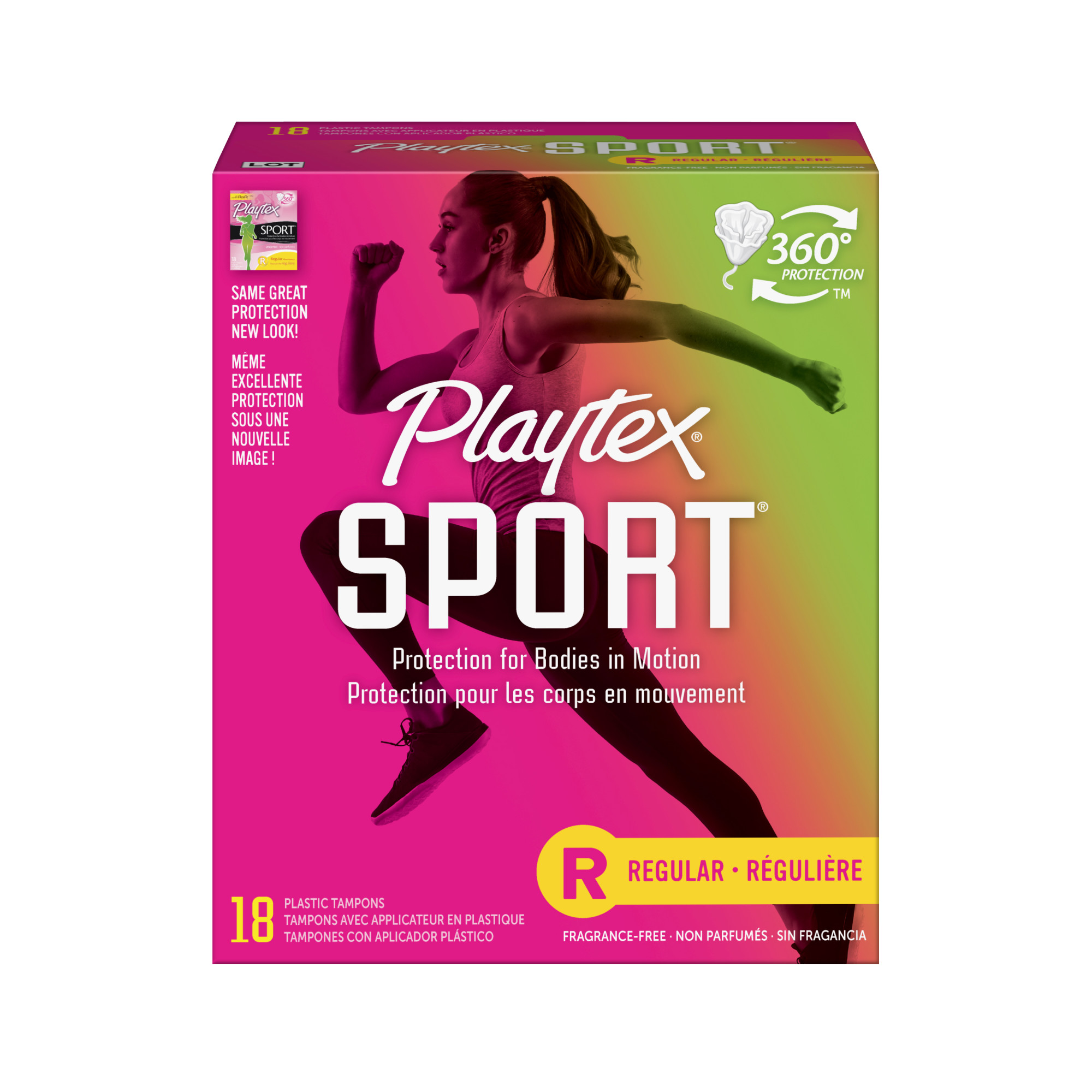 Playtex Sport Plastic Tampons, Unscented, Regular, 18 Ct
