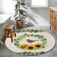 thumbnail image 3 of Spring Eucalyptus Sunflower Round Area Rug 3Ft Washable Small Circle Rugs for Kitchen Entryway, Farmhouse Birds Rustic Burlap Non-Slip Carpet Floor Mats Indoor Outdoor Carpet Runner Home Decor, 3 of 8