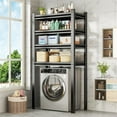 thumbnail image 2 of Over Washer and Dryer Storage Shelves,5 Tiers Laundry Room Standing Shelf,Adjustable Metal Shelving Unit,Space Saving Shelf,31.5" W x 15.7" D x 63" H, Black, 2 of 7