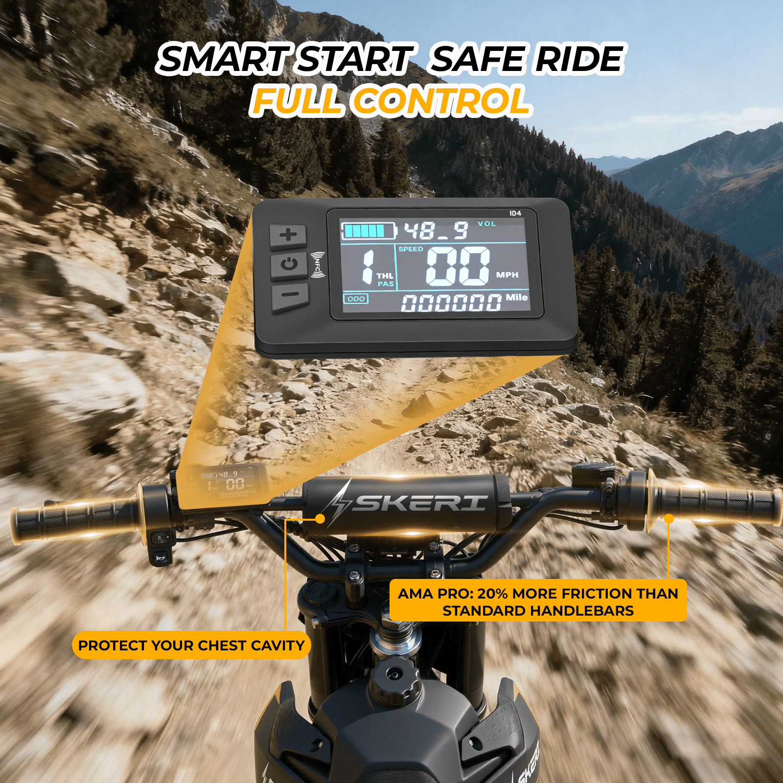Electric Scooter Bike with Seat for Adult and Basket, Skeri Electric-Bike for Teens Adults, 14"/12" Fat Tire 2000W (Peak 3200W)