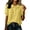 48#Yellow, variant on Comfortable Linen Shirt for Women Peter Pan Collar Short Bubble Sleeve Button Down Textured Casual Brown L