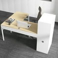 thumbnail image 3 of SYNGAR L-Shaped Office Desk, with Storage Cabinet and Hooks, Industrial Computer Desk, Home Writing Study Desk, Modern Gaming Desk, Laptop Workstation, White, D4612, 3 of 10