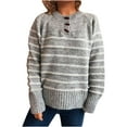 thumbnail image 2 of Goodtrade8 Striped Light Sweaters for Women Tunic Pullover Long Sleeve Casual Crew Neck Sweaters Tops, 2 of 6