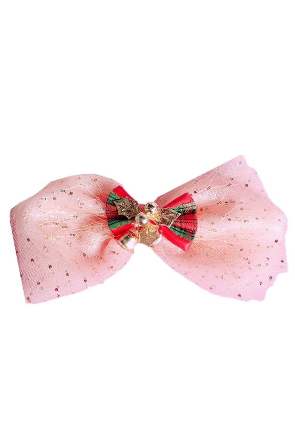 Big Bow Bell Barrette Gauze Bowknot Hair Clips Christmas Bows Hair Side Clips