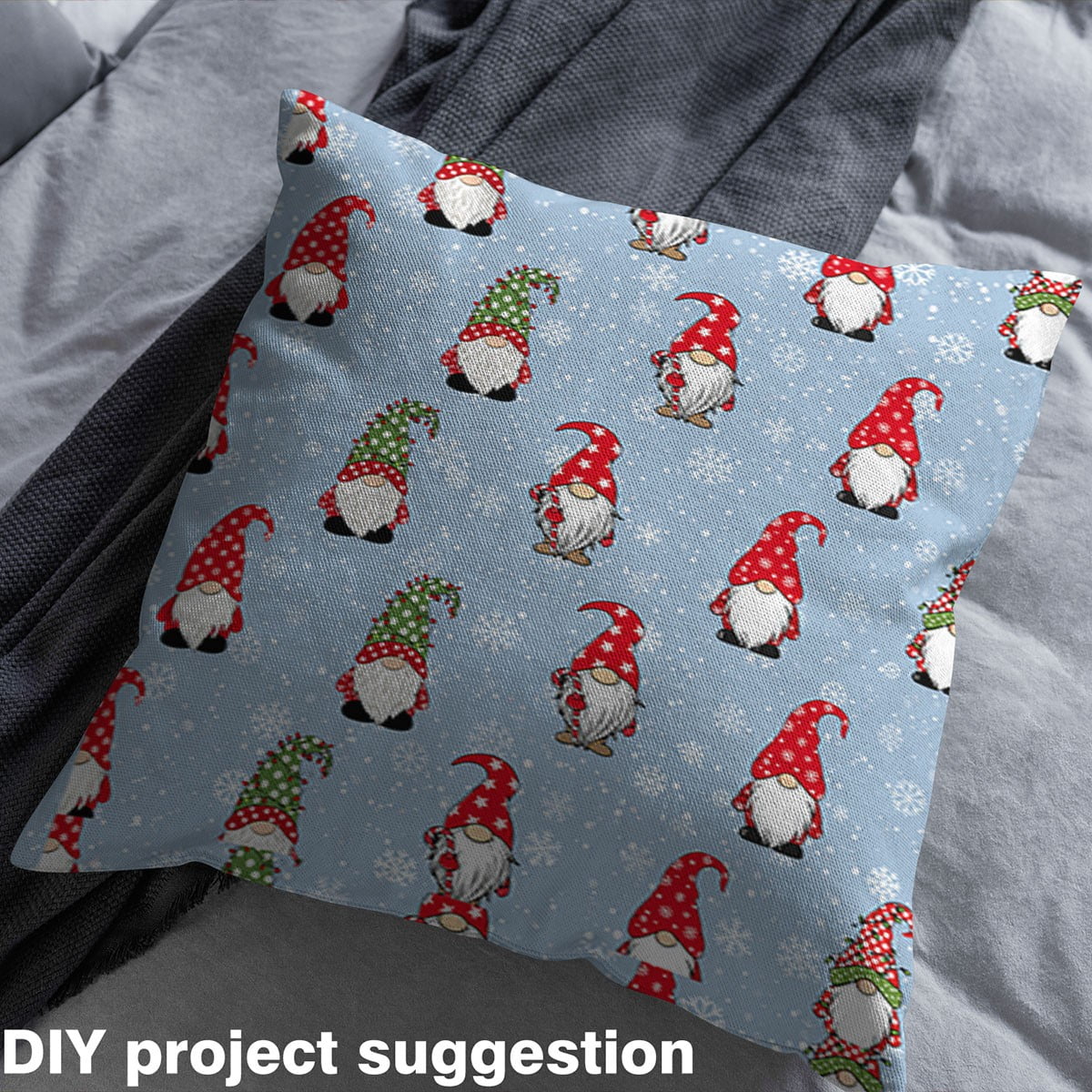 Manfei Cartoon Xmas Gnome Fabric by the Yard 2 Yards for Kids Children, Pink Merry Christmas Room Decor Fabric by the Yard, Happy New Year Snowflake Fabric for Sewing, Blue Red White