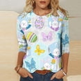 thumbnail image 2 of YanHoo 3/4 Sleeve Easter Tops for Women Easter Shirts for Women,2024 Women's Fashion Tees Casual Crewneck 3/4 Sleeve Loose Cute T Shirt Ladies Top, 2 of 6