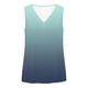 thumbnail image 5 of Mujeres sin mangas Tops de verano gradiente color fuera de posición impresión V-cuello blusa casual Mujeres V-cuello de verano Tops, 5 of 8