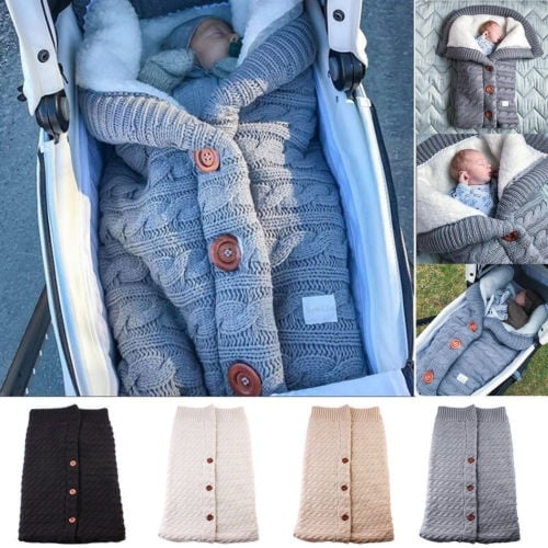 Newborn Baby Kids Infant Cable Knit Blanket Swaddle Wrap Swaddling Sleeping Bag 