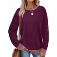 thumbnail image 4 of SOMER Long Sleeve Shirts for Women, Trendy Crew Neck Sweatshirt for Women, Cotton Cute Basic Tees for Women, Color Block Casual Womens Fall Tops Soft Comfy, 4 of 7