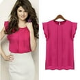 thumbnail image 4 of Women T-shirt Chiffon Clothing Summer Lady Shirt Sale Ruffle Short Sleeve Tops OL Camiseta, 4 of 6