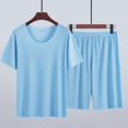 thumbnail image 3 of Conjunto de 2 unidades de pijamas para hombre, ropa para el hogar, camiseta de manga corta, pantalones cortos sueltos deportivos y de ocio para hombre, traje de manga corta de talla grande 4x para ni, 3 of 4