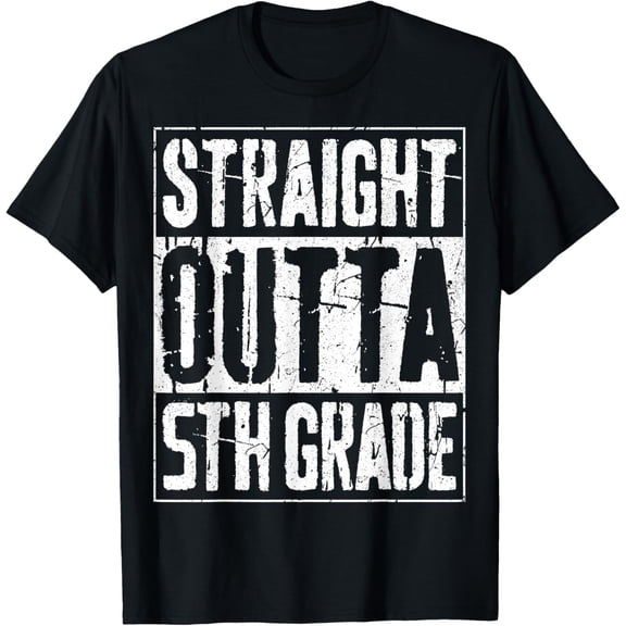 Soft Cotton - Straight Outta 5th Grade Shirt Kids Fifth Grade Graduation T-Shirt