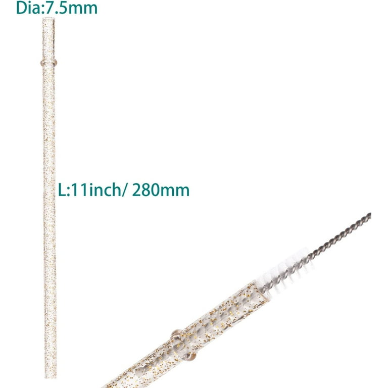 Glitter 11 Inch Reusable Replacement Hard Plastic Straw for