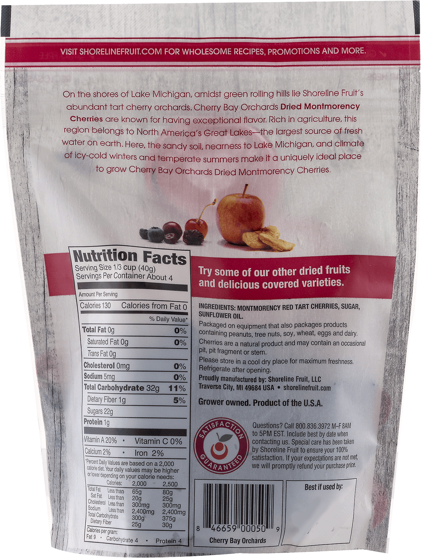 (2 pack) Cherry Bay Orchards Dried Montmorency Cherries, 6 Oz.