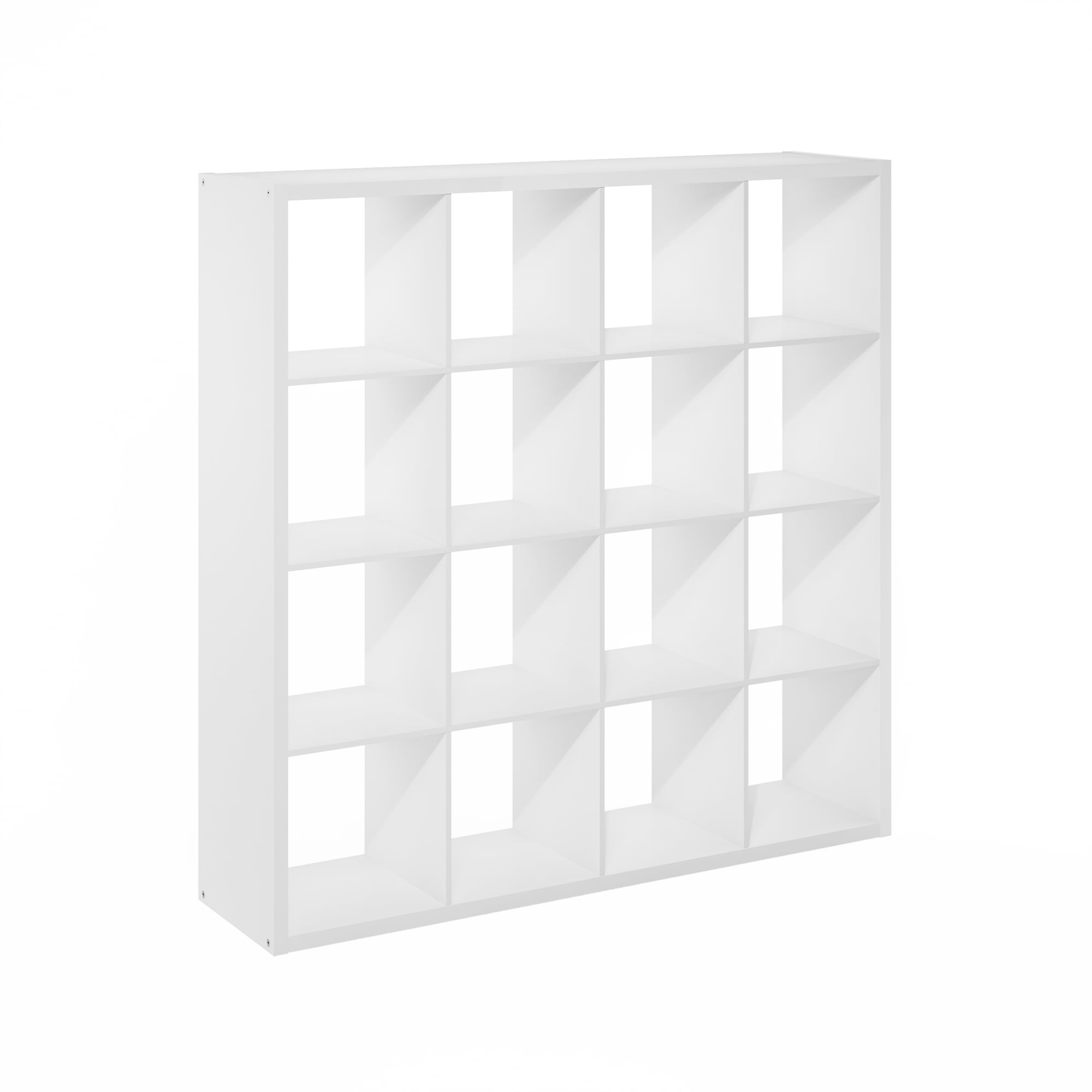 Furinno CUBICLE Book Shelf, 16-Cube Thick Frame Bookshelf, Reversible Bookcase with Open Back, 14.6 x 57.8 x 58, for Living Room, Bedroom, Home Office, White