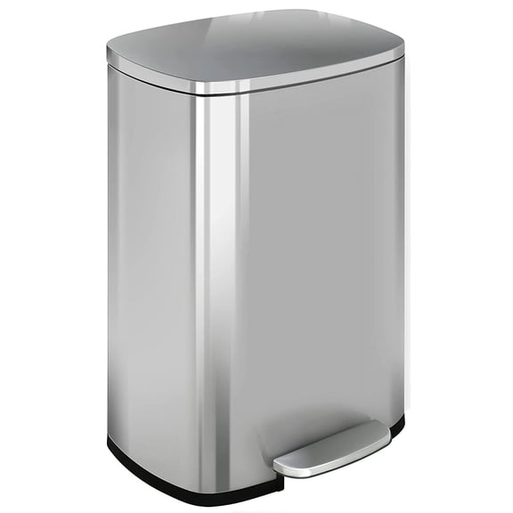 HCY Kitchen Trash Can Stainless Steel Metal Lid Step Can Garbage Can with Removable Plastic Inner Bucket Waste Bin for Office Kitchen Living Room Bathroom Bedroom 13 Gallon 50 Liter