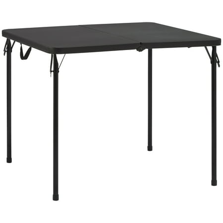 (2-Pack) Mainstays 34" Resin Plastic Top Fold-in-Half Table Rich Black