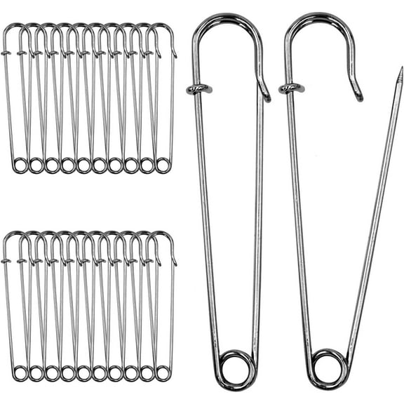 4 Inch Large Safety Pins for Clothes Big Heavy Giant Safety Pin for Fashion, Sewing, Quilting, Blankets, Upholstery, Laundry and Craft (10cm, 20pcs)