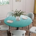 thumbnail image 2 of Teal Green Ombre Fitted Tablecloth with Elastic Edged, Round Table Cloth for Dining Table, Contemporary Gradient Abstract Art Waterproof Oil Proof Table Cover for Indoor Outdoor 55"-60", 2 of 8