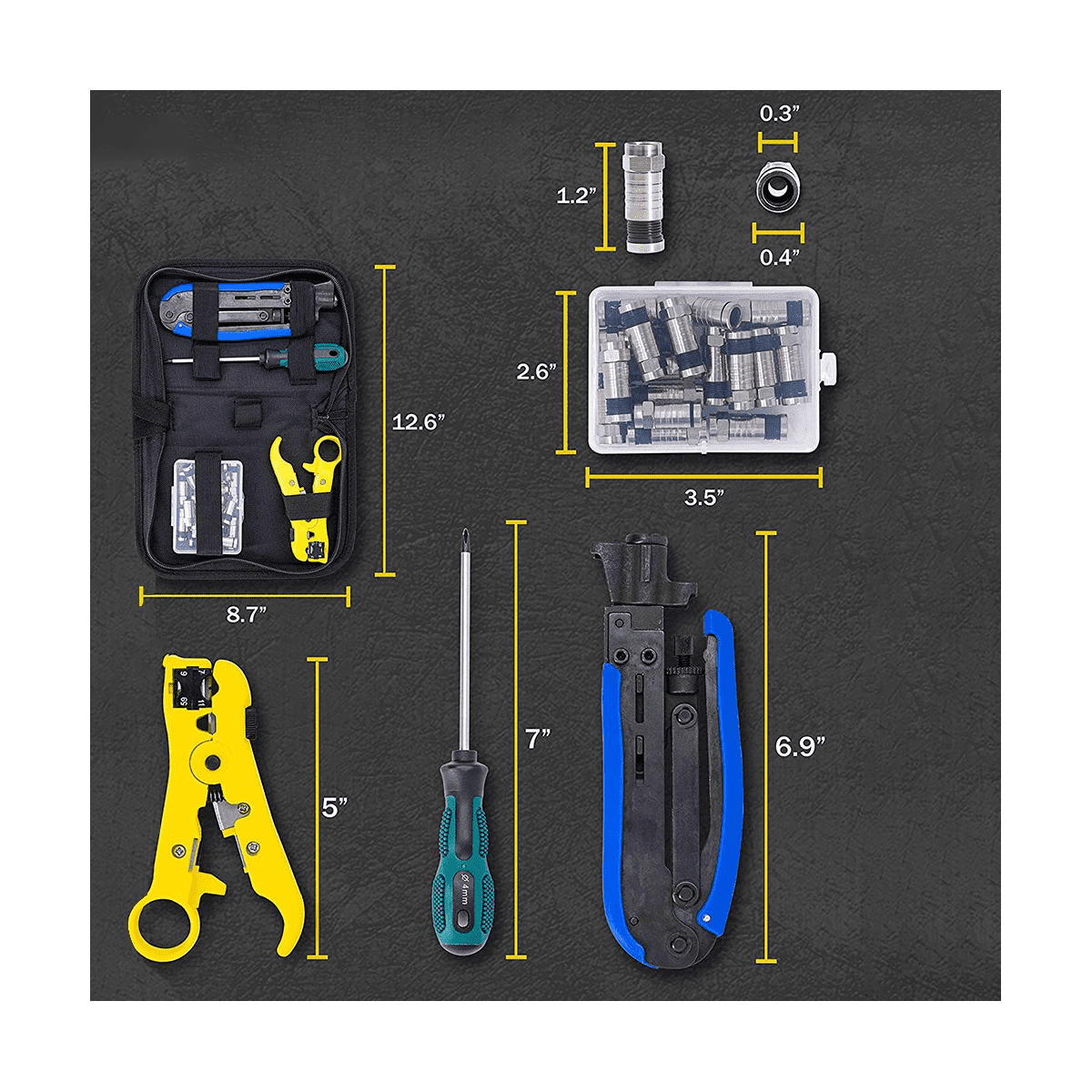 Compression Tool Kit Crimper and Rg6 Crimping Tool with 20 PCS F Compression Connectors