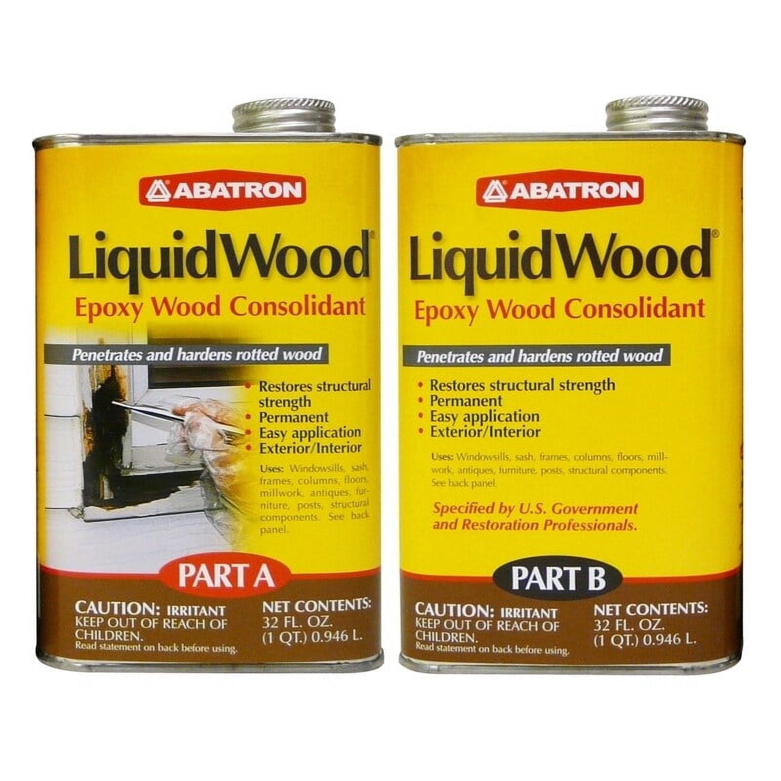 Abatron LW2PKR LiquidWood Epoxy Wood Hardener Compound Parts A and B, 2 Pint Kit
